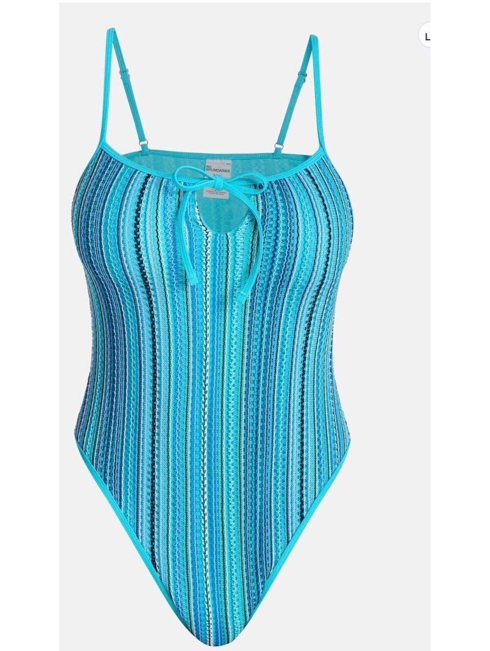 Small 4-6  No Boundaries Tie Front Striped One-Piece Swimsuit, Women's